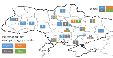 Karte der Ukraine mit Recyclinganlagen (c) Kyrylo Zvoryhin